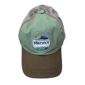 Marmot Green Gray Snap Back Baseball Hat